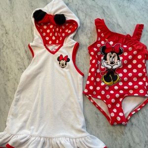 Minnie Mouse girls 4T bathing suit & cover up set